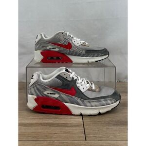 Nike Air Max 90 DZ4844 001 Gray Red Leopard Print Size 6.5 Youth Women's 8